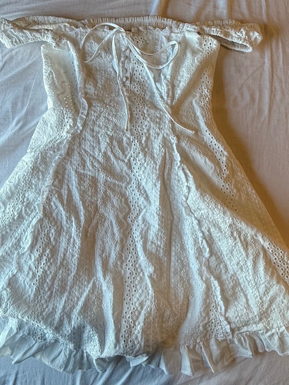 Women’s White Eyelet Off-Shoulder Dress